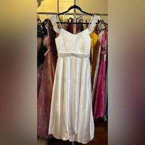 Elegant White Gown with Silver Accents Junior